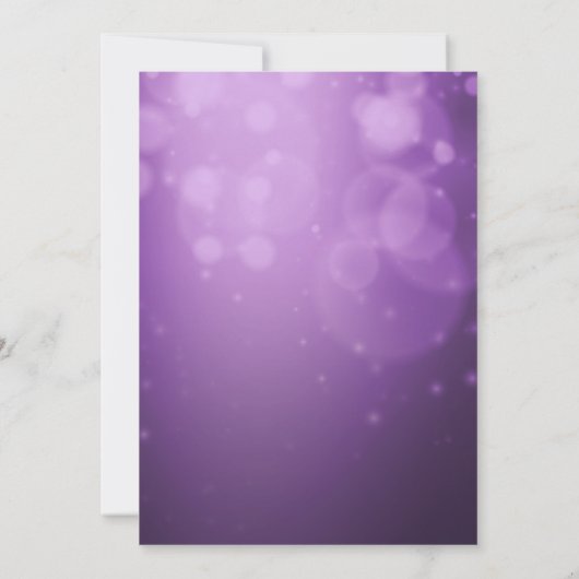 赤ちゃんシャワー赤ちゃんの息とストリングライトパープル 招待状 (裏面)