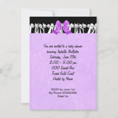 赤ちゃんシャワー赤ちゃん女の子パープルピンクゼブラボウ 招待状 (裏面)