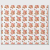 赤ちゃんシャワー赤ちゃん女の子ピンクのラッフルパンティベア ラッピングペーパー (フラット)