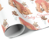 赤ちゃんシャワー赤ちゃん女の子ピンクのラッフルパンティベア ラッピングペーパー (ロールコーナー)