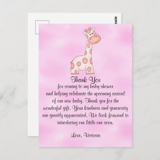 赤ちゃんシャワー赤ちゃん女の子ピンクキリン ポストカード (正面/裏面)
