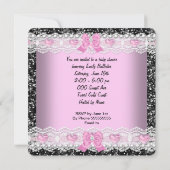 赤ちゃんシャワー赤ちゃん女の子ピンクレースハート靴 招待状 (裏面)