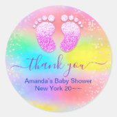 赤ちゃんシャワー赤ちゃん女の子ホログラフィックユニコーン足 ラウンドシール (正面)