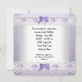 赤ちゃんシャワー赤ちゃん女の子ラベンダーホワイト傘 招待状 (裏面)