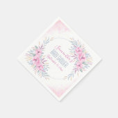 赤ちゃんシャワー赤面ピンクの花水色エレガント スタンダードカクテルナプキン (角)