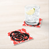 赤ちゃんシャワー赤&白おしゃぶり スクエアペーパーコースター (インサイチュ)