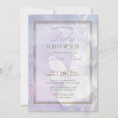 赤ちゃんシャワー超紫の水色バタフライ 招待状 (正面)