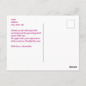 赤ちゃんシャワー超音波女子ピンクありがとう。 ポストカード (裏面)