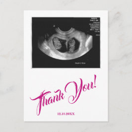 赤ちゃんシャワー超音波女子ピンクありがとう。 ポストカード