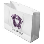 赤ちゃんシャワー足それが男の子の女の子ヴィオールハートホワイト ラージペーパーバッグ (正面アングル)