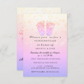 赤ちゃんシャワー足ガールピンク王室のクガーリーグラデーションピンク 招待状 (正面/裏面)