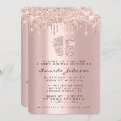 赤ちゃんシャワー足グリッターピンクドリップフォトボーイガール 招待状 (正面/裏面)