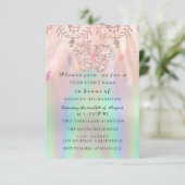 赤ちゃんシャワー足シルバーガールボーイ王室のホログラフィー 招待状 (スタンド正面)