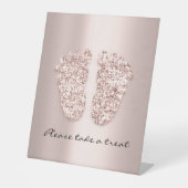 赤ちゃんシャワー足男の子の名前バラピンク大 台座サイン (正面)