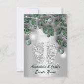 赤ちゃんシャワー足素朴グリーングレーガールボーイ 招待状 (裏面)