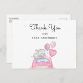 赤ちゃんシャワー車でピンクの車に象 ポストカード (正面/裏面)