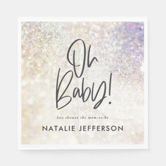 赤ちゃんシャワー輝くグリッターダイヤモンドパーティーデコ スタンダードランチョンナプキン (正面)