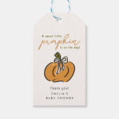 赤ちゃんシャワー途中のリトルカボチャありがとう ギフトタグ (正面)