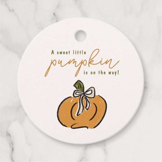 赤ちゃんシャワー途中のリトルカボチャありがとう フェイバータグ (正面)