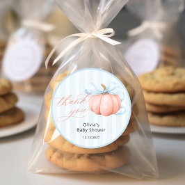 赤ちゃんシャワー途中のリトルカボチャありがとう ラウンドシール
