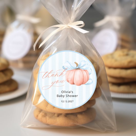赤ちゃんシャワー途中のリトルカボチャありがとう ラウンドシール