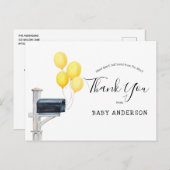 赤ちゃんシャワー通販イエローバルーンありがとう ポストカード (正面/裏面)