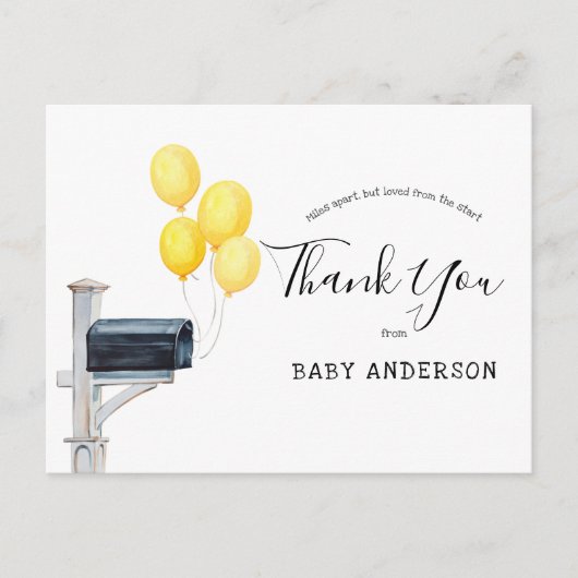 赤ちゃんシャワー通販イエローバルーンありがとう ポストカード (正面)