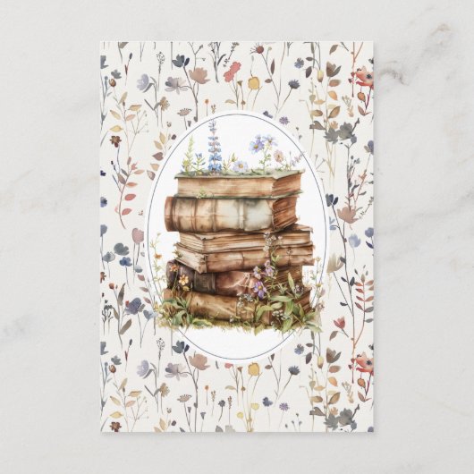 赤ちゃんシャワー野花、ベビー用の本を持って エンクロージャーカード (裏面)