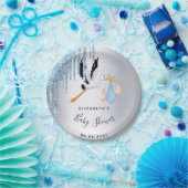 赤ちゃんシャワー銀色のコウノトリ ペーパープレート (パーティー)