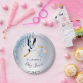 赤ちゃんシャワー銀色のコウノトリ ペーパープレート (パーティー)