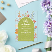 赤ちゃんシャワー開花ワイルドフラワーグリーンアーチ アクリル招待状 (インサイチュ (ウェディング))