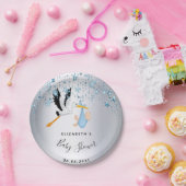 赤ちゃんシャワー青い星のコウノトリ ペーパープレート (パーティー)