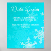 赤ちゃんシャワー青い雪の結晶がサインを好む ポスター (正面)