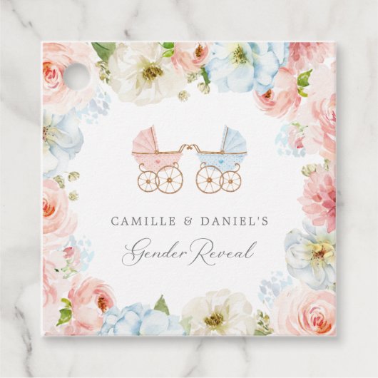 赤ちゃんシャワー青とピンクありがとう フェイバータグ (正面)