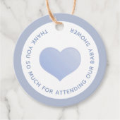 赤ちゃんシャワー青ハート フェイバータグ (正面)