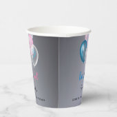 赤ちゃんシャワー青ピンクの銀を表示する性別 紙コップ (右)