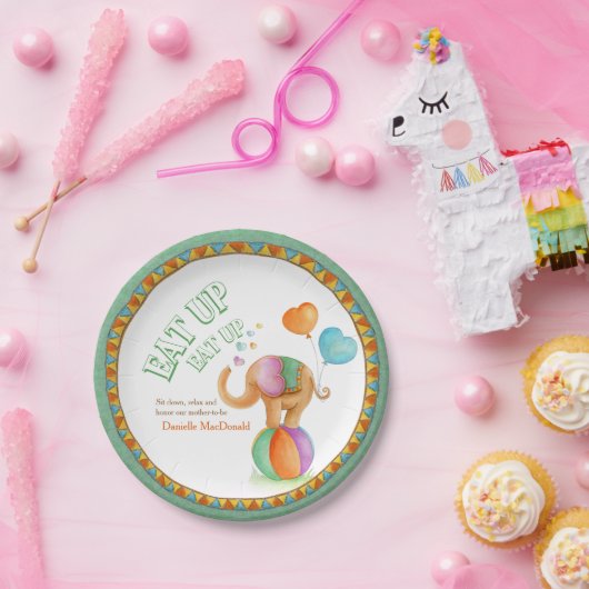 赤ちゃんシャワー食べアップサーカススタイル象アートプレート ペーパープレート (パーティー)