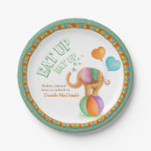 赤ちゃんシャワー食べアップサーカススタイル象アートプレート ペーパープレート (正面)