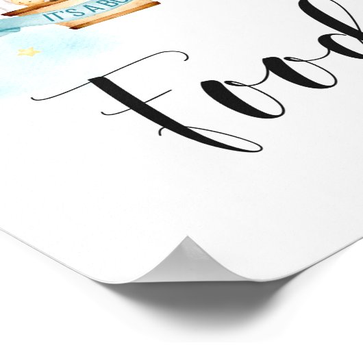 赤ちゃんシャワー食品は、熱気球の動物に署名 ポスター (角)