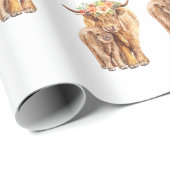 赤ちゃんシャワー高地の牛と子牛の水色 ラッピングペーパー (ロールコーナー)