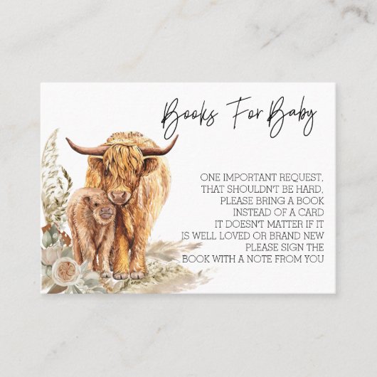 赤ちゃんシャワー高地カウボー用の本 名刺 (正面)