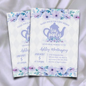 赤ちゃんシャワー高茶パープルとブルー 招待状