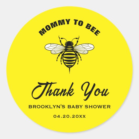 赤ちゃんシャワー黄色の黒のママへビークールスタイリッシュ ラウンドシール (正面)