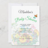 赤ちゃんシャワー黄色フローラハニービーかわいい 招待状 (裏面)