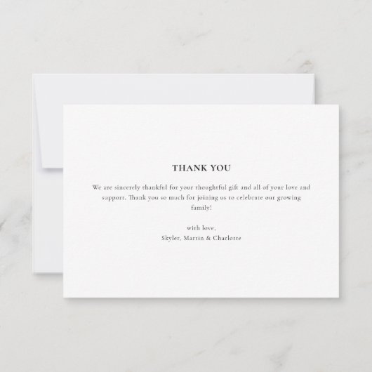 赤ちゃんシャワー1枚フルベビーフォトスクリプトありがとう サンキューカード (裏面)