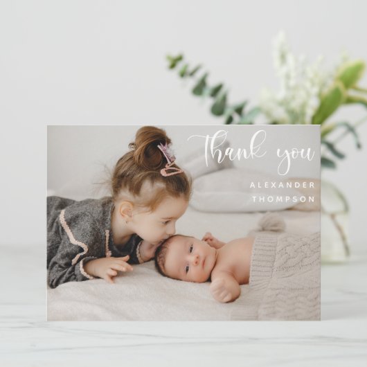 赤ちゃんシャワー1枚フル写真ありがとう写真 サンキューカード (スタンド正面)