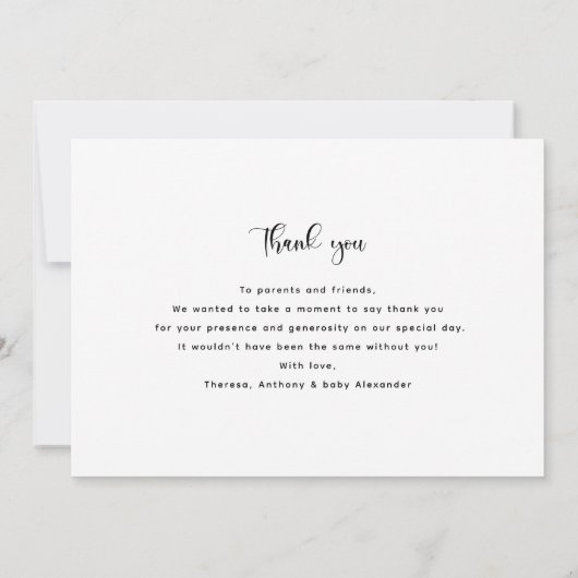 赤ちゃんシャワー1枚フル写真ありがとう写真 サンキューカード (裏面)