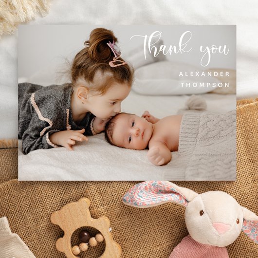 赤ちゃんシャワー1枚フル写真ありがとう写真 サンキューカード
