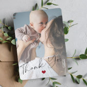 赤ちゃんシャワー2枚の写真シンプルのスクリプトモダン サンキューカード