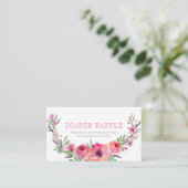赤ちゃんシャワー – おむつラッフルインサート – ピンクの花 エンクロージャーカード (スタンド正面)